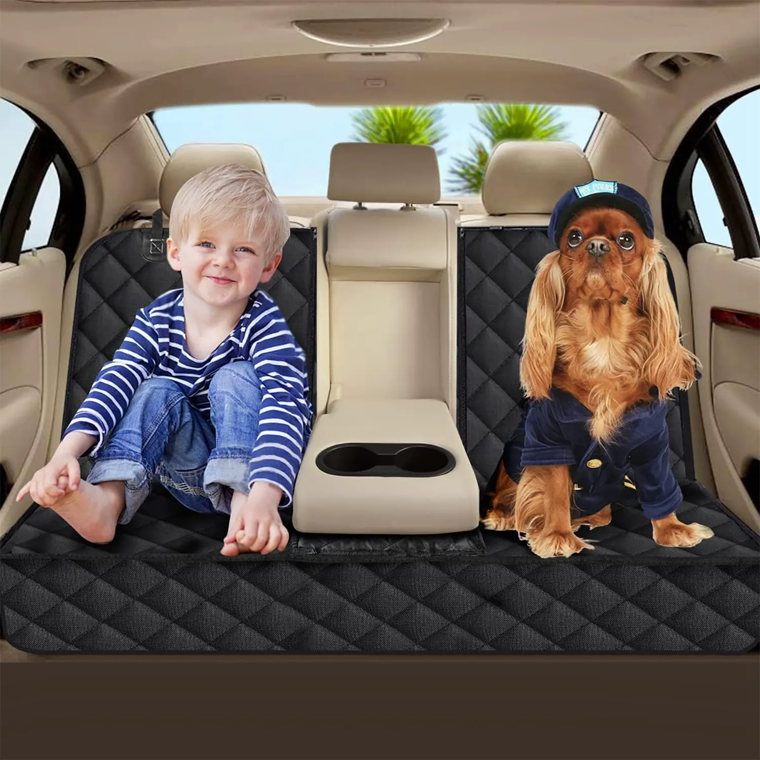 Seat belt pass-through opening in the cover